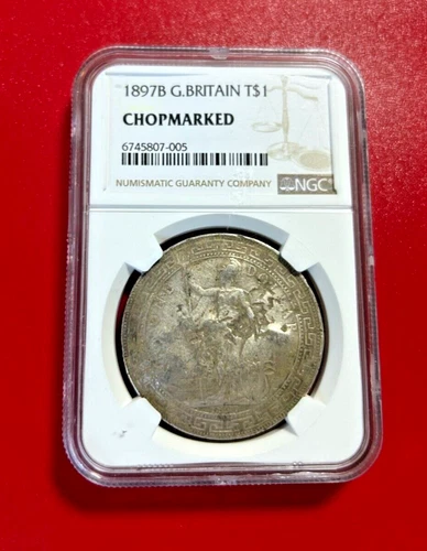 1897B GREAT BRITAIN SILVER TRADE DOLLAR  NGC GENUINE CHOPMARKED
