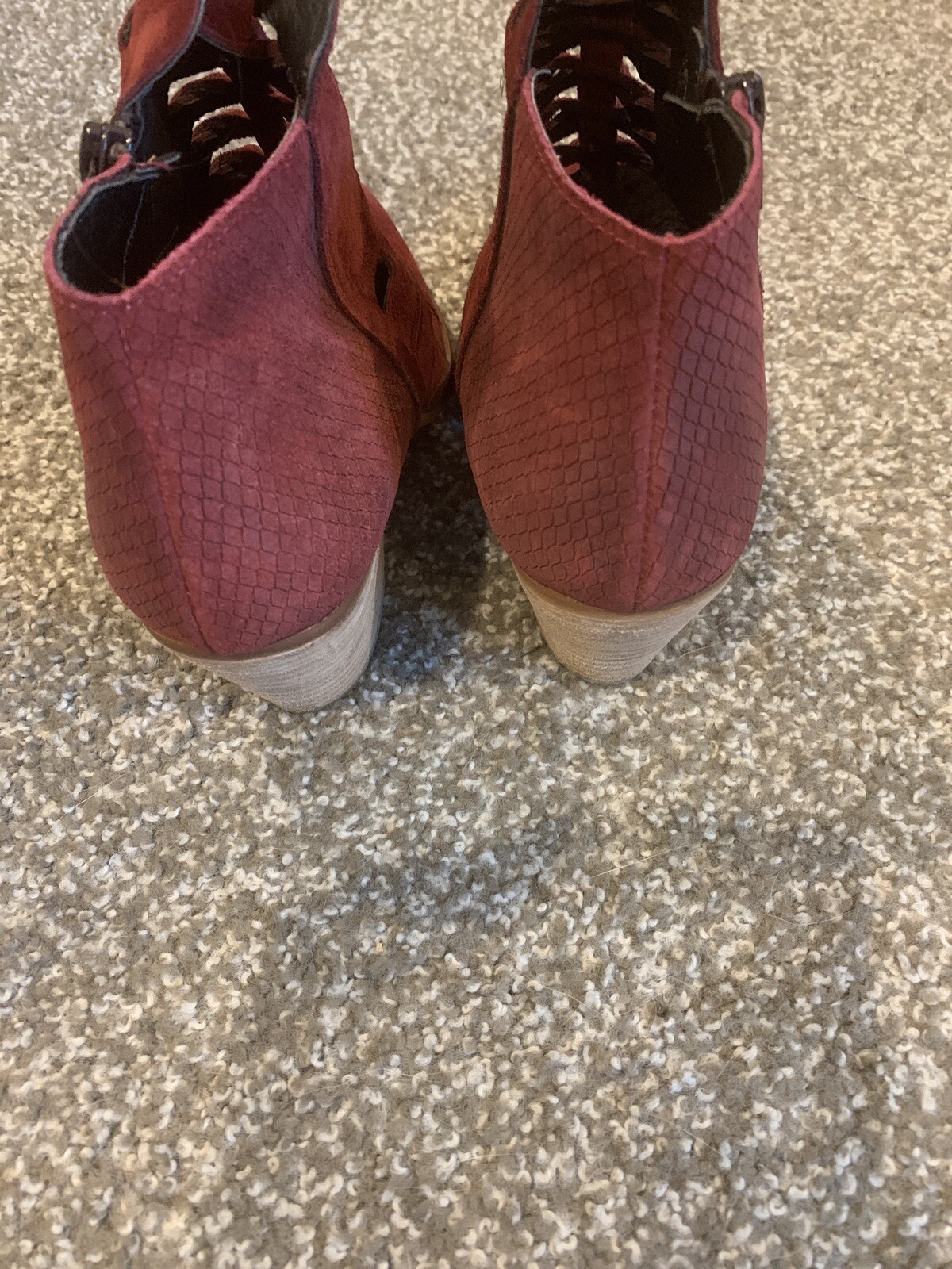 Free People Loveland Red Suede Ankle Booties Boots Si… Gem