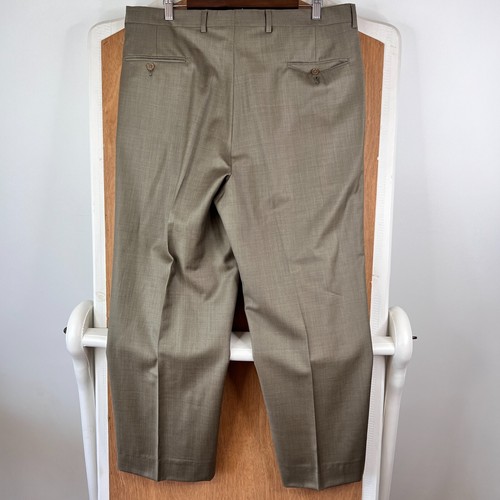 Austin Reed Suit Mens 43L Tan 2 Button 100% Wool Pants 38x29 Pleated Business - Picture 19 of 21