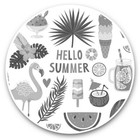 2 x Vinyl Stickers 25cm (bw) - Hello Summer Holiday Cool #38722