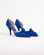 Stuart Weitzman Vintage Cobolt Blue Slipon Bow Heels 39/8.5/8