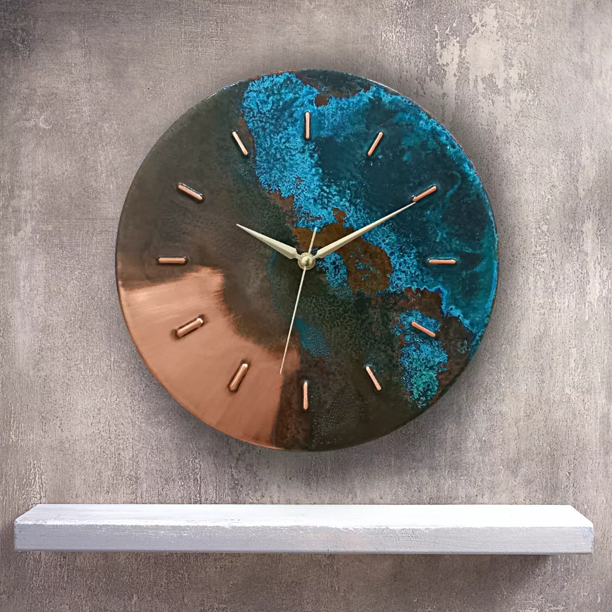 Unique Wall Clock Mid Century Modern Handmade Farmhouse Patina