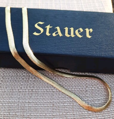 Stauer 925 Sterling Silber Fischgrät Halskette 14k Gold Vermeil Finish Italy 