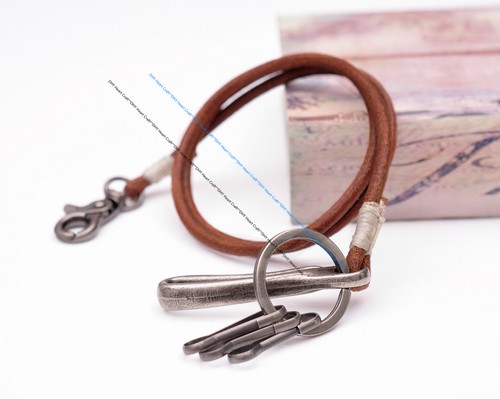 30' Vintage Handmade Long Strong Biker Trucker 5mm Leather Key Jean Wallet Chain - Picture 8 of 10