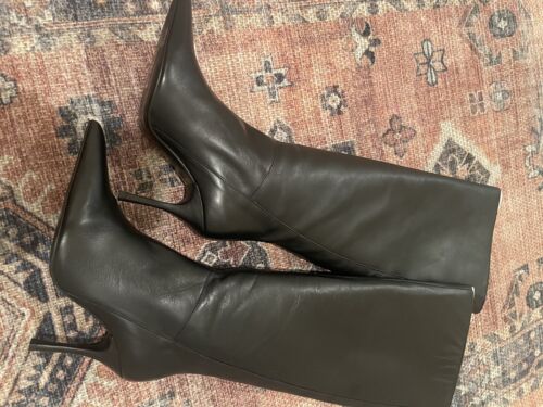 mango leather boots size 6 new black - Picture 1 of 4