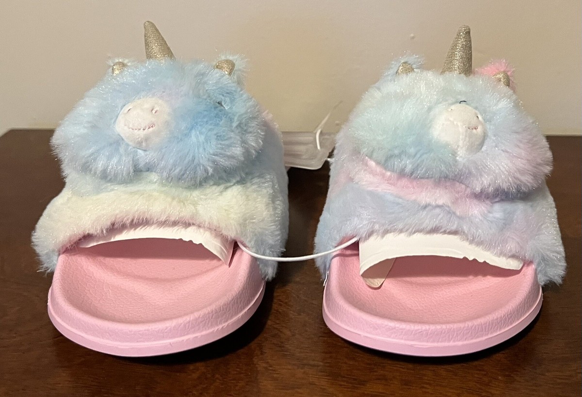 Cat Jack Girls Pink/Blue Unicorn slippers Size L (4/5)