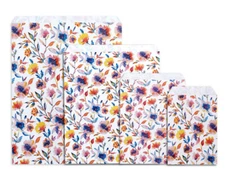 FLORAL RAIN Design Print Flat Paper Merchandise Bag Choose Size & Package Amount