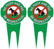 2 Pack 12 x 6 Inches Double Sided No Pooping Dog Sign with Stakes - Please Be