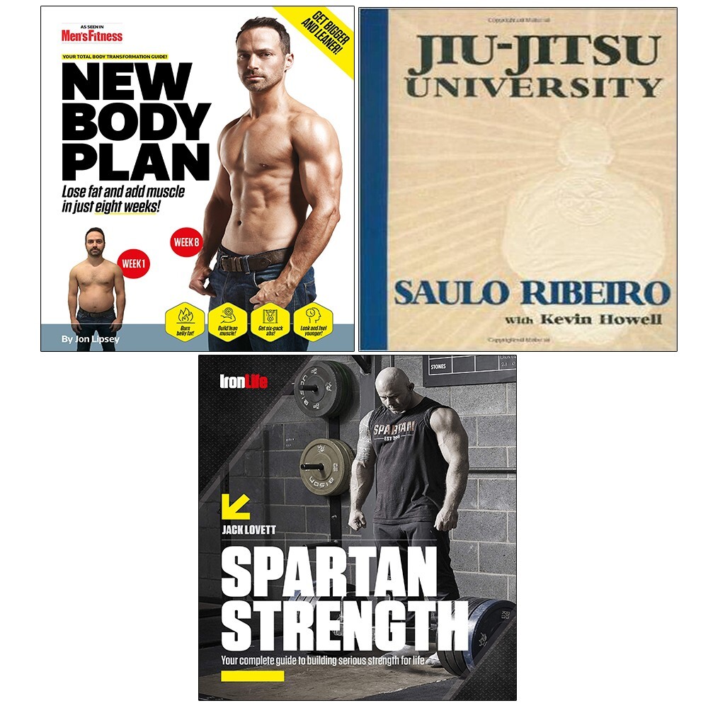 New Body Plan Jon Lipsey,Spartan Strength, Jiu-jitsu University 3 Books Set NEW