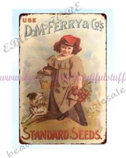 1960s D.M. Ferry Co Standard Seeds metal tin sign brewery pub plaque engraving