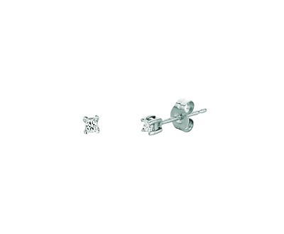 14K Weißgold Princess Cut 0,10ct Diamant Ohrstecker J-K/I1-I2 Push Backs