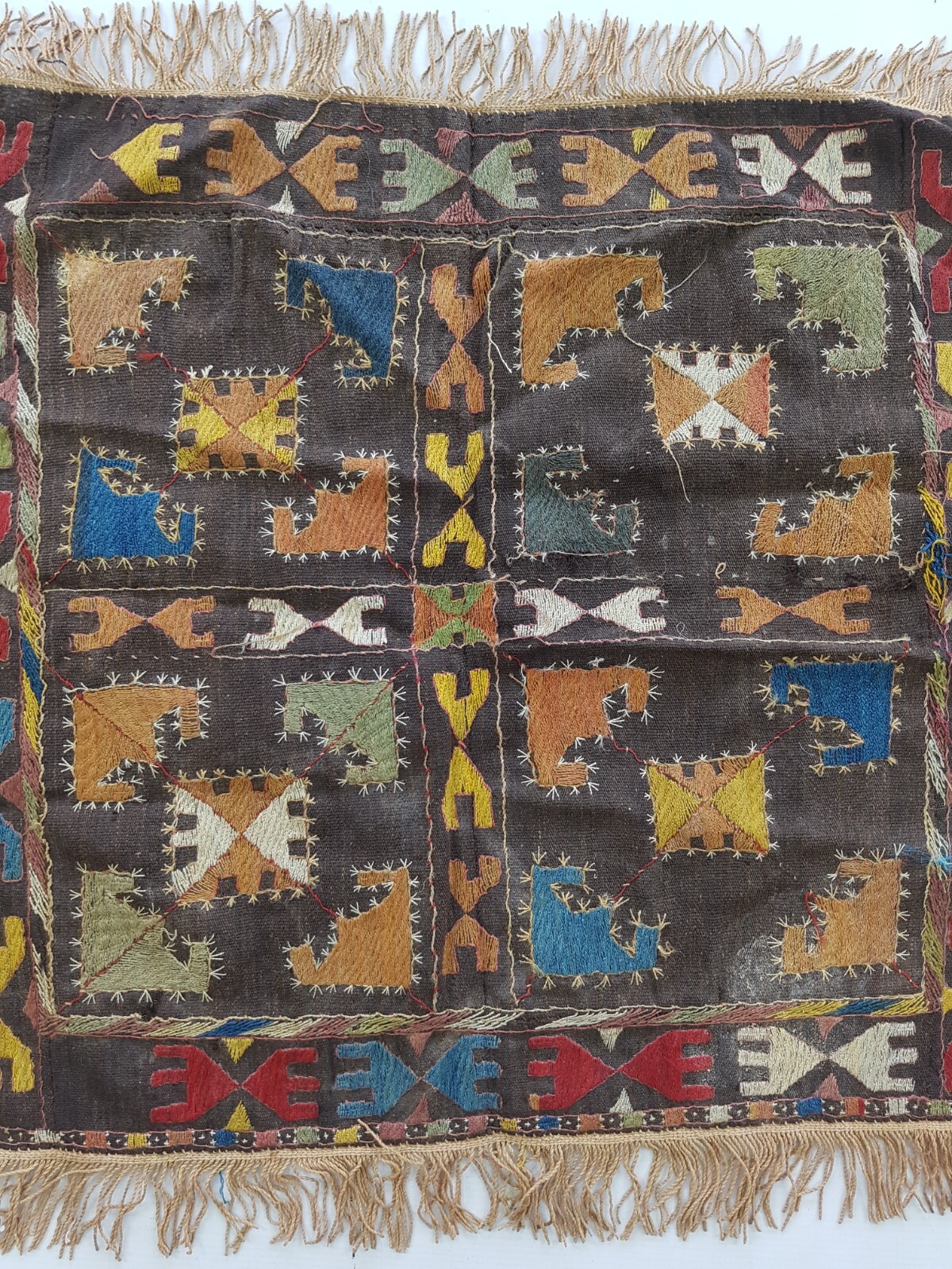 Antique Uzbek Embroidered Aina Khalta 68x60cm