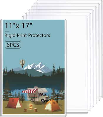 6PCS 11 x 17 Rigid Print Protectors Hard Plastic Sheet Protectors, Page Holder