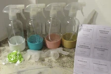 Glass Spray Bottles Cleaning Solutions 4 Pack 16 Ounce Refillable Plant Mist