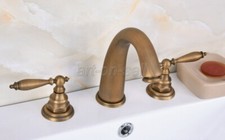 Antique Brass Widespread Bathroom Faucet 3 Hole Vanity Sink Mixer Tap aan076