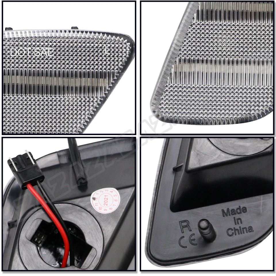 Clear Lens LED Amber Front Fender Side Marker Lights for 97-06 Jeep TJ Wrangler Foto 4 de 4