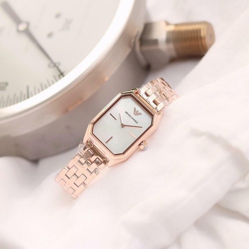 emporio armani rose gold tone and stainless steel ladies watch