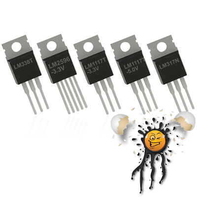 2 Stück TO-220 Spannungsregler LM2596 LM1117T LM2596 LM338T LM317T 3,3V 5V adj.