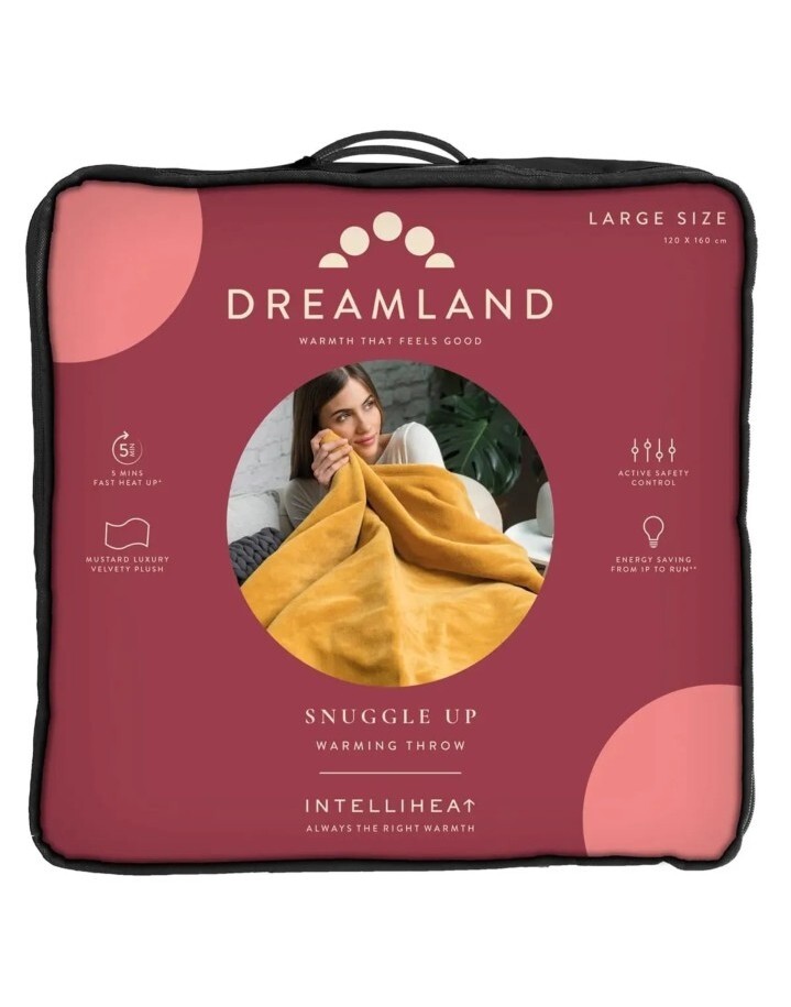 Dreamland Deluxe Velvet Herringbone Electric Heated Throw Blanket