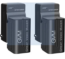 GVM 2 Pack NP-F750/770 4400Mah Batteries with Travel Chargers for NP-F975