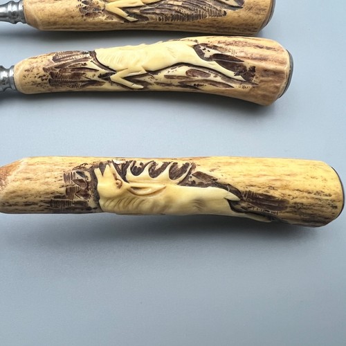 Vintage Anton Wingen Jr. Soligen-Germany Rostfrei Stag Knife & Fork Set of 12 - Picture 4 of 11
