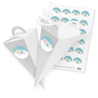 itenga 24X GeschenktüTe 21Cm Weiß Baby Wolke Mint Geburt Taufe Gastgeschenk Deko