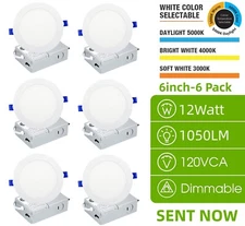 6/12/24/48-PACK 6 Inch LED Recessed Lighting with Junction Box, 3CCT Selectable