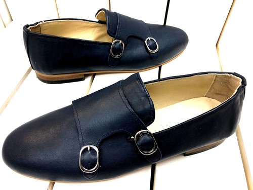 GIORGIO GABANI Pantofola Blu Doppia Fibbia Mocassino Mocassini Pelle Scarpe - Foto 2 di 6