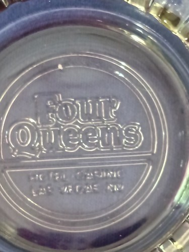 Vintage Four Queens Clear Smokey Glass Ashtray Las Vegas Baby!!! Vintage - Picture 2 of 4