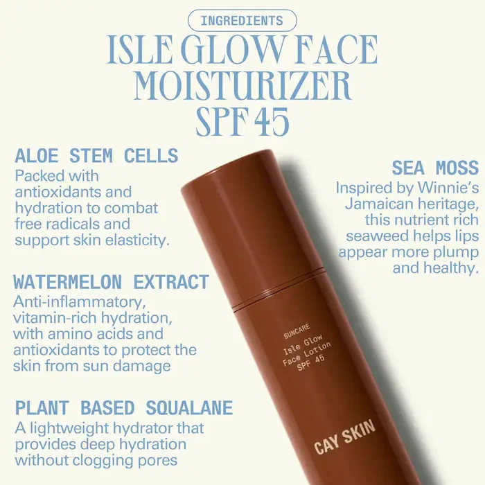 CAY SKIN Isle Glow Face Sunscreen Moisturizer SPF 45 with Sea Moss and Niacinam