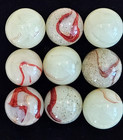 9 MINT Ultra UV-Reactive DAS Milky Oxblood Glass Marbles 3/4".  HTF.  Lot 0187 — photo 4