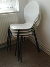 Set of 4 Dining Chair Stackable Kitchen Lounge Living Room Corner Reception £30