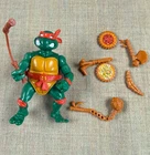 Vintage TMNT Storage Shell Michelangelo Figure w/ Accessories Playmates 1990