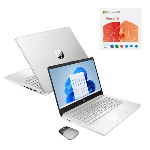 HP 14" HD Touchscreen Laptop Intel N150 4GB RAM 128GB SSD Natural Silver Bundle