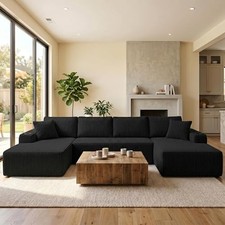 124" Oversized Sectional Couches for Living Room, Modern Boneless Cloud Couch