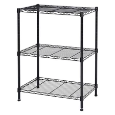 3-Shelf Storage Rack,Adjustable Height Metal Shelving Unit,Heavy Duty Storage...