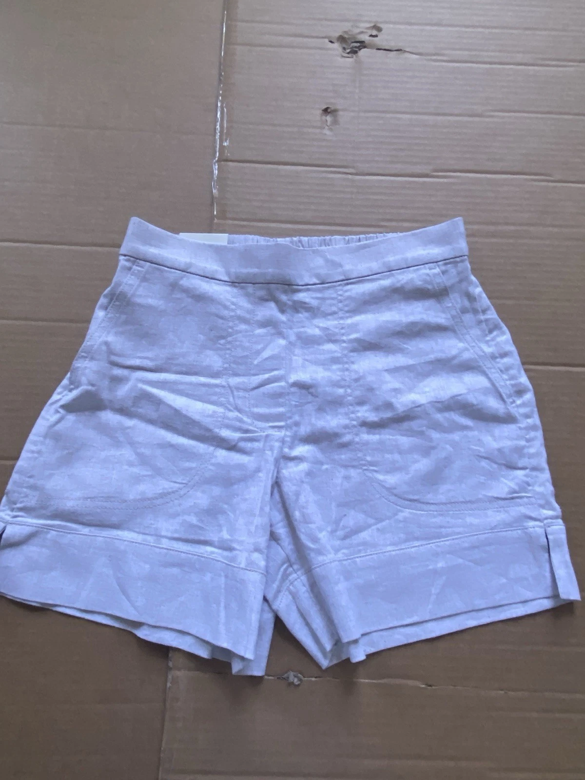 New Banana Republic Shorts Women XS Beige High Rise Pull On Linen Pockets Casual