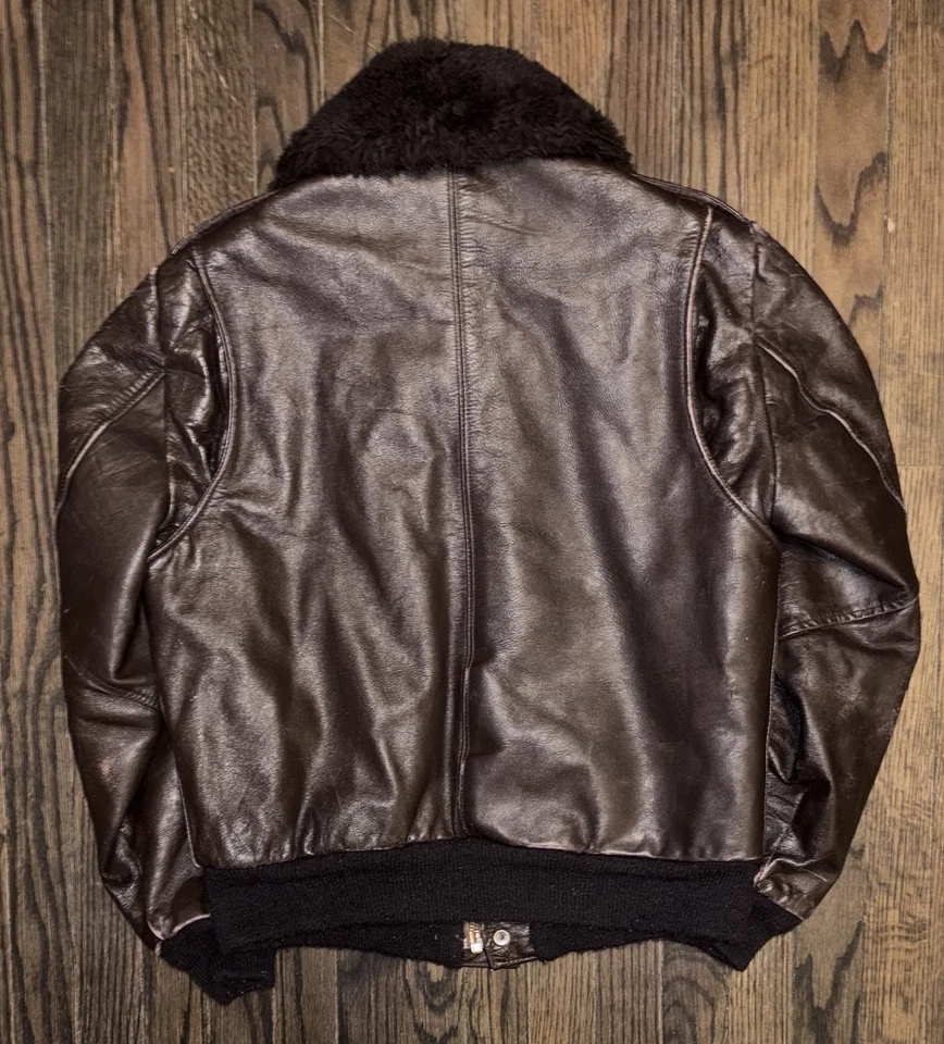 Vintage G-1 Excelled Leather Aviator Bomber Flight Jacket Brown Men’s Size 42 - Image 2 of 4