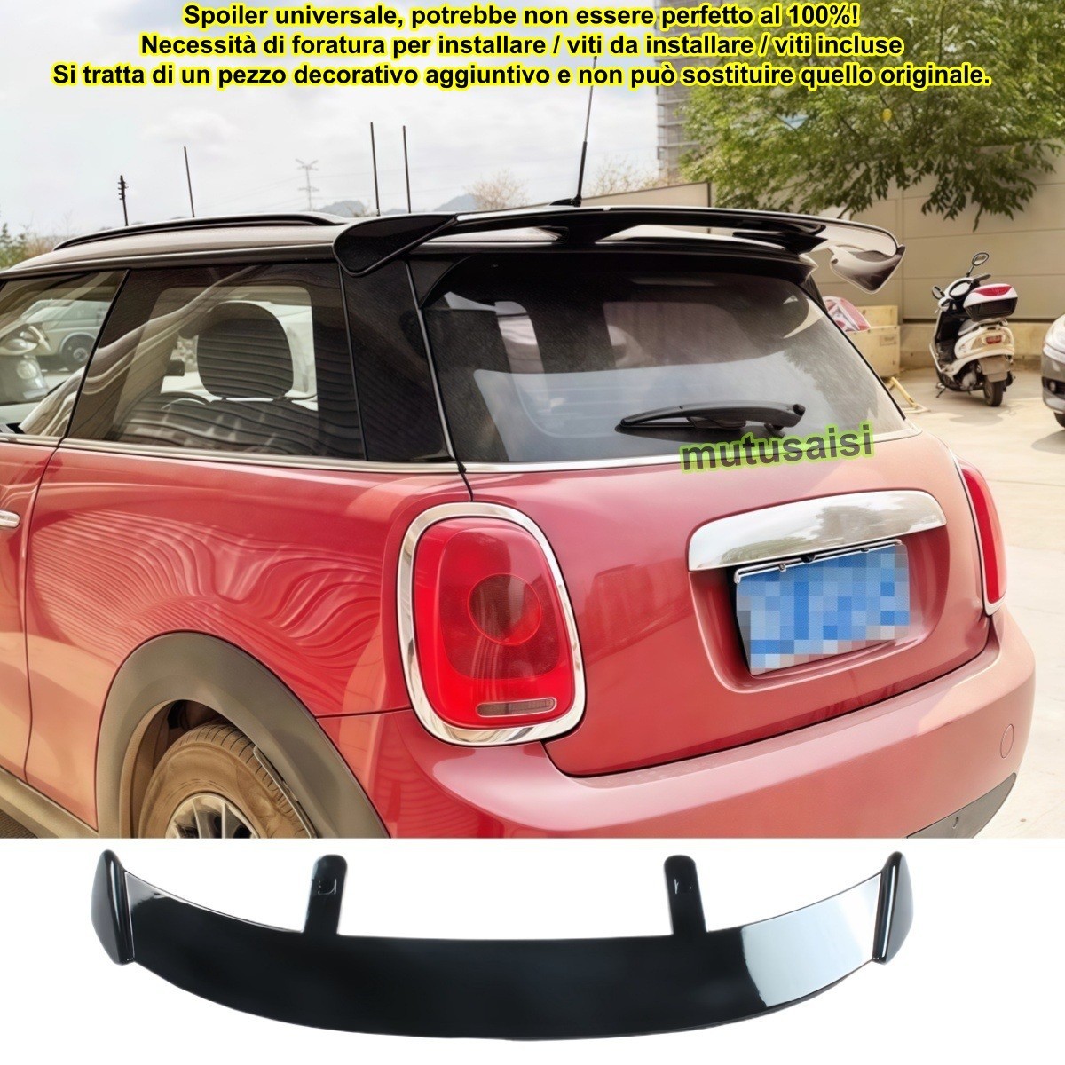 Spoiler de toit en finition laquée noir brillant pour Mini Cooper F56