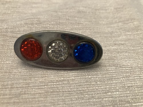 Vtg Tri Color Jewel Reflector Red white Blue License Plate topper Bicycle