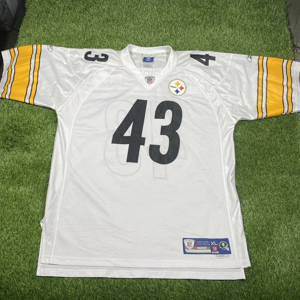 Camiseta deportiva Troy Polamalu Pittsburgh Steelers Reebok para hombre XL +2 blanca cosida NFL #43 Foto 3 de 4
