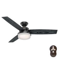 Hunter Fan 52 inch Matte Black Indoor Ceiling Fan w Light and Remote Control
