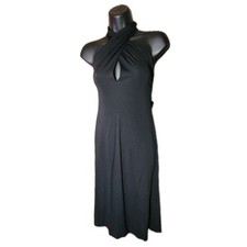 Ralph Lauren black infinity loop Key Hole dress Size Med Mid Length Silky
