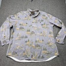 VTG Woolrich Long Sleeve Wolf All Over Heavy Canvas Collared Shirt Men’s Fits XL