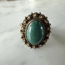 Vintage Ring 950 Silver Israel Eilat Stone Adjustable