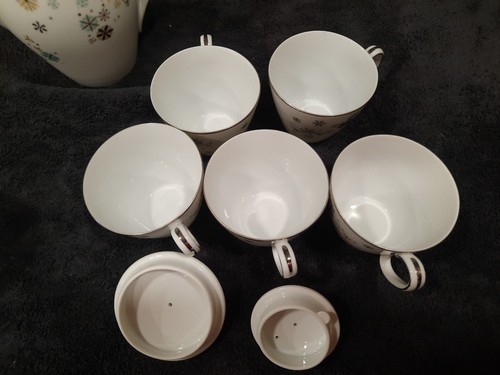 RARE Mid-Century Modern MCM 5554 Noritake Set Tea pot Sugar bowl & lid & 5 cups - Picture 11 of 13