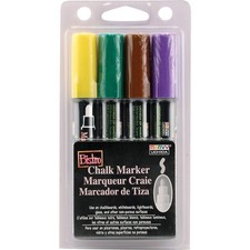 4-Pack Marvy Broad Point Tip Bright Bistro Chalk Marker Set Assorted Colors