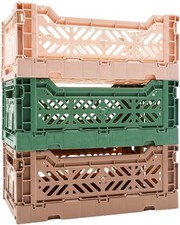 Collapsible Storage Box, Foldable 4L - 3-Pack, MilkTea-WarmTaupe-AlmondGreen