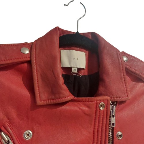 Chaqueta de cuero roja IRO Han Lamb moto moto talla 38 EE. UU. 6 - Imagen 4 de 11