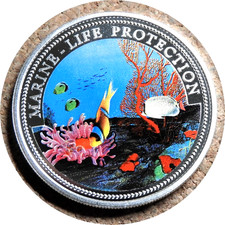 elfe palau 5 dollars 1994 épreuve argent Neptune poisson corail